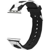 Voetbalstijl metalen connector siliconen horlogeband voor Apple Watch Ultra 49 mm / serie 8 &amp; 7 45 mm / SE 2 &amp; 6 &amp; SE &amp; 5 &amp; 4 44 mm / 3 &amp; 2 &amp; 1 42 mm (wit + zwart)
