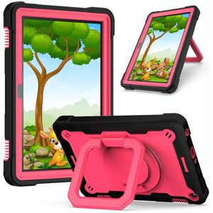 Voor Amazon Kindle Fire HD 8 (2020) Contrast Color Shockproof Robot Siliconen + PC Case met polsbandhouder(Rood + Zwart)