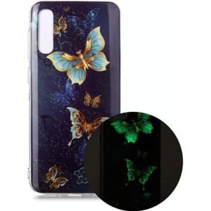 Voor Samsung Galaxy A50 Lichtgevende TPU Soft Beschermhoes (Dubbele vlinders)