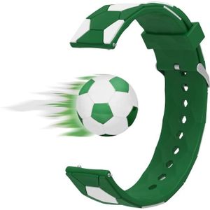 Voor Samsung Galaxy Watch4/4 Klassieke 20mm Voetbalstijl Metalen Connector Siliconen Horlogeband (Groen + Wit)