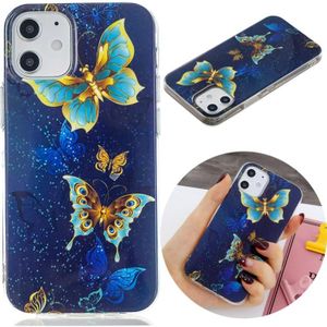 Voor iPhone 12 Max Lichtgevende TPU Soft Beschermhoes (Dubbele vlinders)
