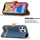 Kleur Bijpassende Denim Textuur Horizontale Flip Leren Case met Houder &amp; Kaart Slots &amp; Wallet &amp; Lanyard voor iPhone 13 Pro Max