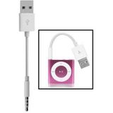 USB naar 3.5mm Jack Data Sync &amp; Charge-kabel voor iPod shuffle 1e /2nd/3e/4e/5e/6th generatie  lengte: 10cm(White)