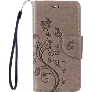 Voor Asus Zenfone 3 Max ‏ / ZC520TL Vlinders liefde Bloemens Embossing horizontaal flip lederen hoesje met houder &amp; opbergruimte voor pinpassen &amp; portemonnee &amp; Lanyard(grijs)