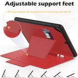 Voor iPad 9.7 Multifunctionele Tablet PC Beschermleerhoes met Bracket &amp; Card Slots &amp; Pen Slot &amp; Wake-up / Sleep Function(Red)