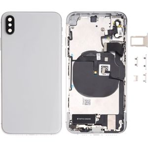 Batterij achterklep montage (met Zijknop &amp; luidspreker &amp; motor &amp; camera lens &amp; kaart lade &amp; aan/uit-knop + volume knop + Oplaadpoort + signaal Flex-kabel &amp; draadloze oplaad module) voor iPhone XS (wit)