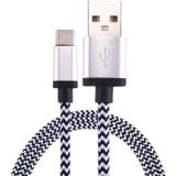 Geweven stijl Type-C USB 3.1 naar USB 2.0 Data sync oplaad Kabel voor MacBook / Google Chromebook / Nokia N1 Tablet PC / LeTV Smartphone  lengte: 1 Meter (zilverkleurig)