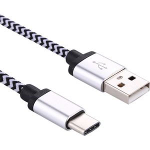 Geweven stijl Type-C USB 3.1 naar USB 2.0 Data sync oplaad Kabel voor MacBook / Google Chromebook / Nokia N1 Tablet PC / LeTV Smartphone  lengte: 1 Meter (zilverkleurig)