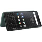 Voor BlackBerry KEY2 Carbon Fiber Texture Magnetic Horizontal Flip TPU + PC + PU Lederen case met kaartsleuf (groen)