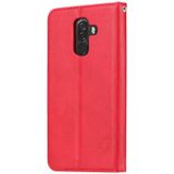 Knead huidtextuur horizontale Flip lederen draagtas voor Xiaomi Pocophone F1  met foto frame &amp; houder &amp; kaartsleuven &amp; portemonnee (rood)