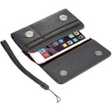 Universele Litchi textuur verticaal flip Thwartwise PU lederen Case / taille tas met terug Splint &amp; Card Slots &amp; 15cm Lanyard voor iPhone 8 &amp; 7 &amp; 6s &amp; 6  Galaxy SIV &amp; SIII  Xiaomi Redmi 3 &amp; 3 X  Size: 14.3 x 7 5 x 1.5 cm(Black)