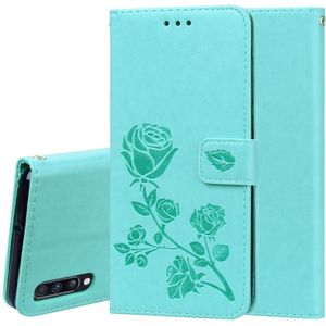 Rose reliëf horizontale Flip PU lederen case voor Galaxy A70  met houder &amp; kaartsleuven &amp; portemonnee (groen)