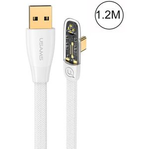 USAMS US-SJ585 66W Iceflake-serie USB naar Type-C Rechthoekige transparante snellaadgegevenskabel  kabellengte: 1 2 m