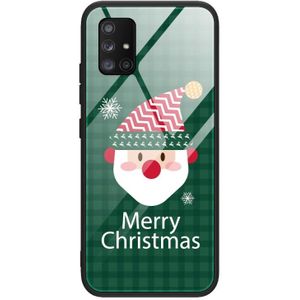Voor Samsung Galaxy A71 5G Christmas Glass Phone Case (Santa Claus)