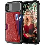 Glitter magnetische kaarttas lederen tas voor iPhone X / XS