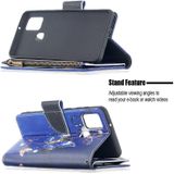 Voor Samsung Galaxy A21s Gekleurd tekenpatroon Rits Horizontale Flip Lederen case met Holder &amp; Card Slots &amp; Wallet(Purple Butterfly)