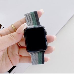 Vierkleuren Milanese vervangende band horlogeband voor Apple Watch Series 6 &amp; SE &amp; 5 &amp; 4 44mm / 3 &amp; 2 &amp; 1 42mm (zilvergrijs groen zwart)
