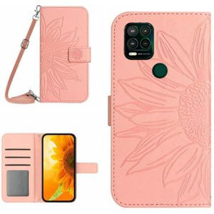 Voor Motorola Moto G Stylus 5G Skin Feel Sun Flower Pattern Flip Leather Phone Case met Lanyard