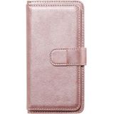 Voor Samsung Galaxy S21 Fe Multifunctionele Magnetische kopergesp horizontale flip Effen kleur lederen tas met 10 kaartslots &amp; portemonnee en houder &amp; fotolijst (ROSE GOUD)