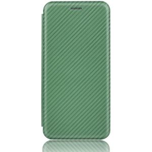 Voor Motorola Moto E(2020) Carbon Fiber Texture Magnetic Horizontal Flip TPU + PC + PU Leather Case met Rope &amp; Card Slot(Groen)