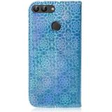 Voor Huawei Enjoy 7S/Honor 9 Lite effen kleur kleurrijke magnetische Buckle horizontale Flip PU lederen draagtas met houder &amp; kaartsleuven &amp; portemonnee &amp; Lanyard (blauw)