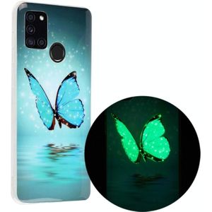Voor Samsung Galaxy A21s Lichtgevende TPU mobiele telefoon beschermhoes (Butterfly)