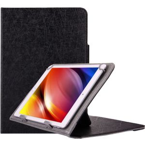 Universeel 10 inch horizontaal Strokes structuur PU leren Flip Tablet Hoesje met houder (zwart)