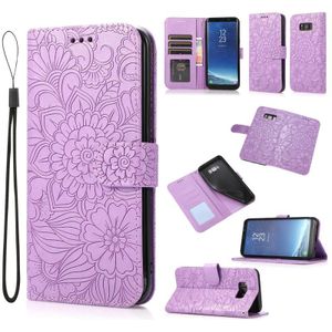 Voor Samsung Galaxy S8 + Skin Feel Embossed Sunflower Horizontale Flip Leren Case Met Houder &amp; Card Slots &amp; Wallet &amp; Lanyard (Purple)