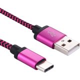 Geweven stijl Type-C USB 3.1 naar USB 2.0 Data sync oplaad Kabel voor MacBook / Google Chromebook / Nokia N1 Tablet PC / LeTV Smartphone  lengte: 1 Meter (hard roze)