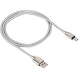 1M Geweven stijl metaal hoofd 108 koper Cores Micro USB naar USB Data Sync laad Kabel  Voor Samsung  HTC  Sony  Huawei  Xiaomi  Meizu nl andere Android-apparaten met Micro USB Port(zilver)