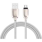 1M Geweven stijl metaal hoofd 108 koper Cores Micro USB naar USB Data Sync laad Kabel  Voor Samsung  HTC  Sony  Huawei  Xiaomi  Meizu nl andere Android-apparaten met Micro USB Port(zilver)