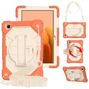 Voor Samsung Galaxy Tab A7 T500 / T505 Contrast Kleur Robot Schokbestendig Silicon + PC Beschermhoes Met Houder &amp; Schouderriem (Living Coral)