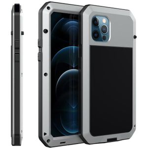 Schokbestendige waterdichte siliconen + zinklegering beschermhoes voor iPhone 12 Pro Max(Zilver)