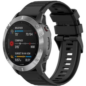 Voor Garmin Fenix 6 GPS 22mm Horizontale Textuur Siliconen Horlogeband met Removal Tool (Zwart)