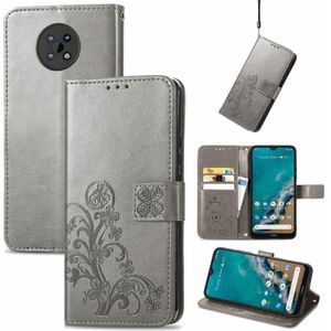 Voor Nokia G50 vier-blad gesp in reliëf gemaakte lederen tas met lanyard &amp; card slots &amp; portemonnee &amp; houder