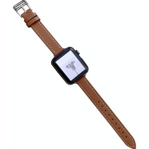 Gewone lederen horlogeband voor Apple Watch Series 7 45 mm / 6 &amp; SE &amp; 5 &amp; 4 44mm / 3 &amp; 2 &amp; 1 42 mm (A)