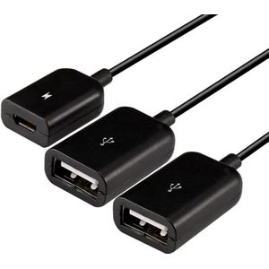 Micro USB naar 2 ports USB OTG HUB Kabel met Micro USB Power Supply  Lengte: 20cm  Voor Samsung Galaxy S6 &amp; S6 edge / S5 / S4  Note 4  Tablets(zwart)