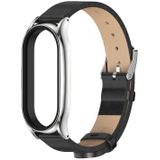 Voor Xiaomi Mi Band 7/7 NFC Mijobs plus metalen microfiber lederen horlogeband (zwart zilver)