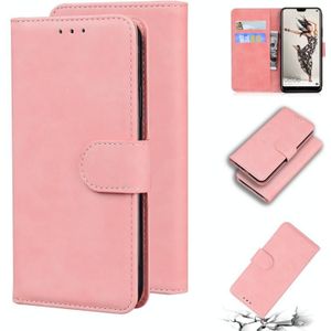 Voor Huawei P20 Pro Skin Feel Pure Color Flip Leather Telefoon Case (Pink)