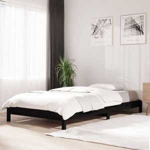 VidaXL Bed Stapelbaar 100x200 cm Massief Grenenhout Zwart