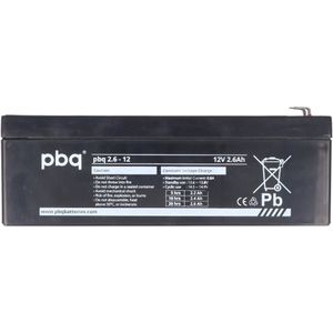 PBQ loodaccu 2.6-12V, 12 V 2.6Ah, afmetingen 178x34x61mm