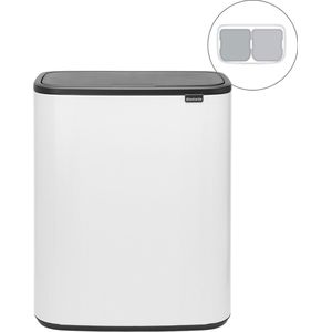 Brabantia Bo Touch Bin Prullenbak - 2 x 30 liter - Afvalscheiding - White