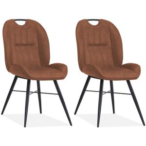 MX Sofa Eetkamerstoel Shelton - Cognac (set van 2 stoelen)