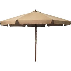 vidaXL - Parasol - met - houten - paal - 330 - cm - taupe