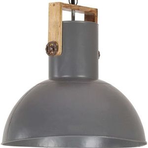 vidaXL Hanglamp industrieel rond 25 W E27 52 cm mangohout grijs