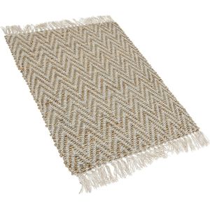 Beliani AFRIN - Laagpolig vloerkleed - Beige - 50 x 80 cm - Katoen