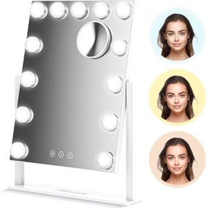 Mirlux Make Up Spiegel met Verlichting - 13 Dimbare LED Lampen - Wit