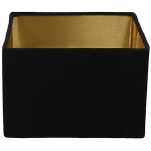 HSM Collection - Lampenkap Vierkant - 30*30*20cm - Velvet - Zwart/Goud