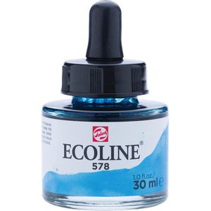 Talens Ecoline waterverf flacon van 30 ml, hemelsblauw (cyaan) 3 stuks