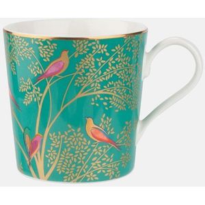 Sara Miller London - Chelsea Mug Green- Mok - Groen - Vogels - Ø 9,8 cm, H 10,6 cm, 0,34 l